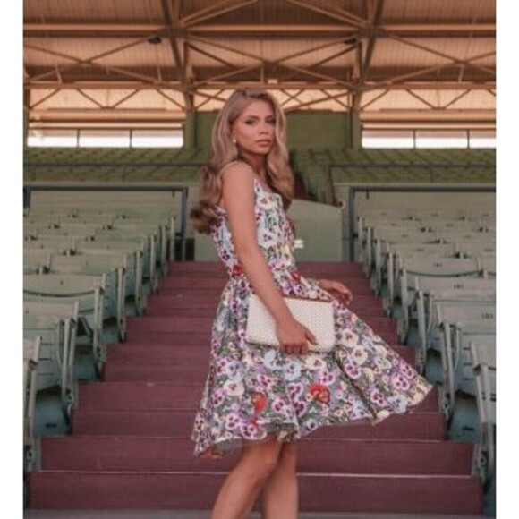 Jessakae Fit Flare Dress Women 3X Blue Multi Ava Floral Embroidery Sleeveles NEW - Picture 12 of 12